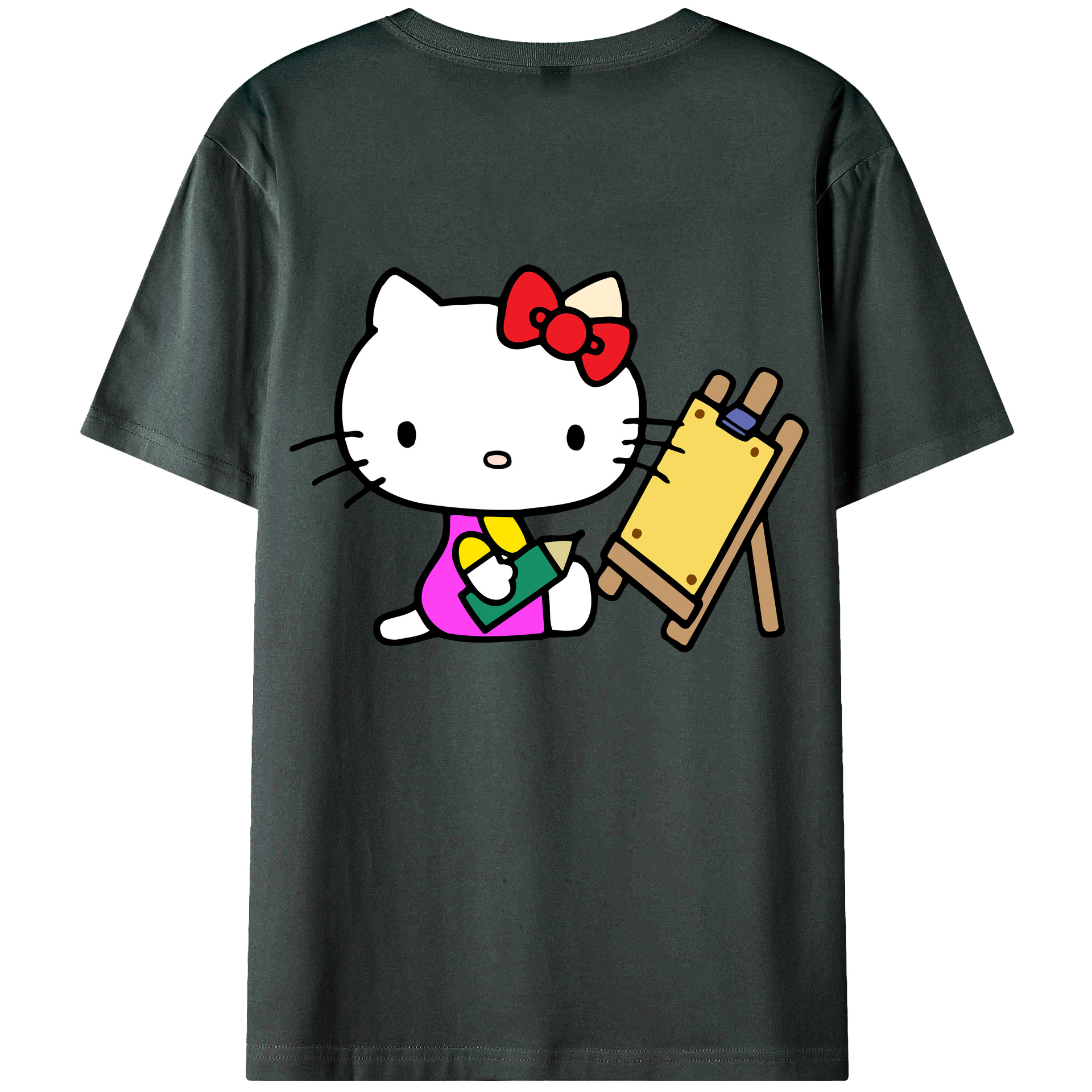 （画像用） Hello Kitty ハローキティ 綿100％ メンズ半袖Tシャツ（バックプリント） 通気性